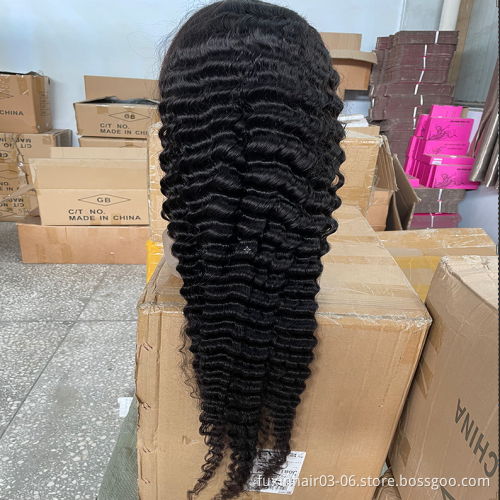 Black Friday Deals Cambodian Vendor 40 Inch Pre Plucked Deep Wave Swiss Lace Front Wigs Brazilian Human Hair Wig For Americans